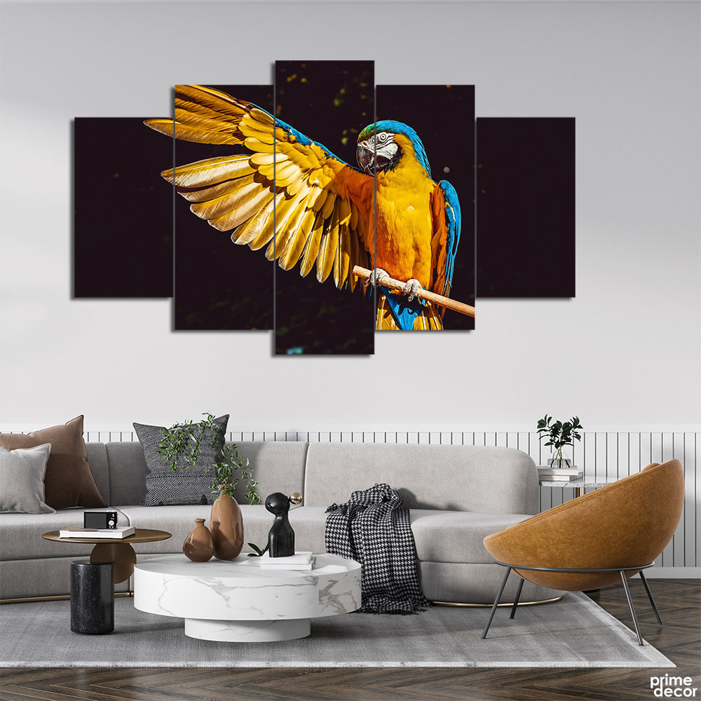 Blue & Yellow Macaw Parrot (5 Panel) | Bird Wall Art - Prime Décor