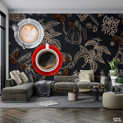 Coffee Time Chalk Blackboard Cafe Design | Restaurant Wallpaper Mural - Prime Décor