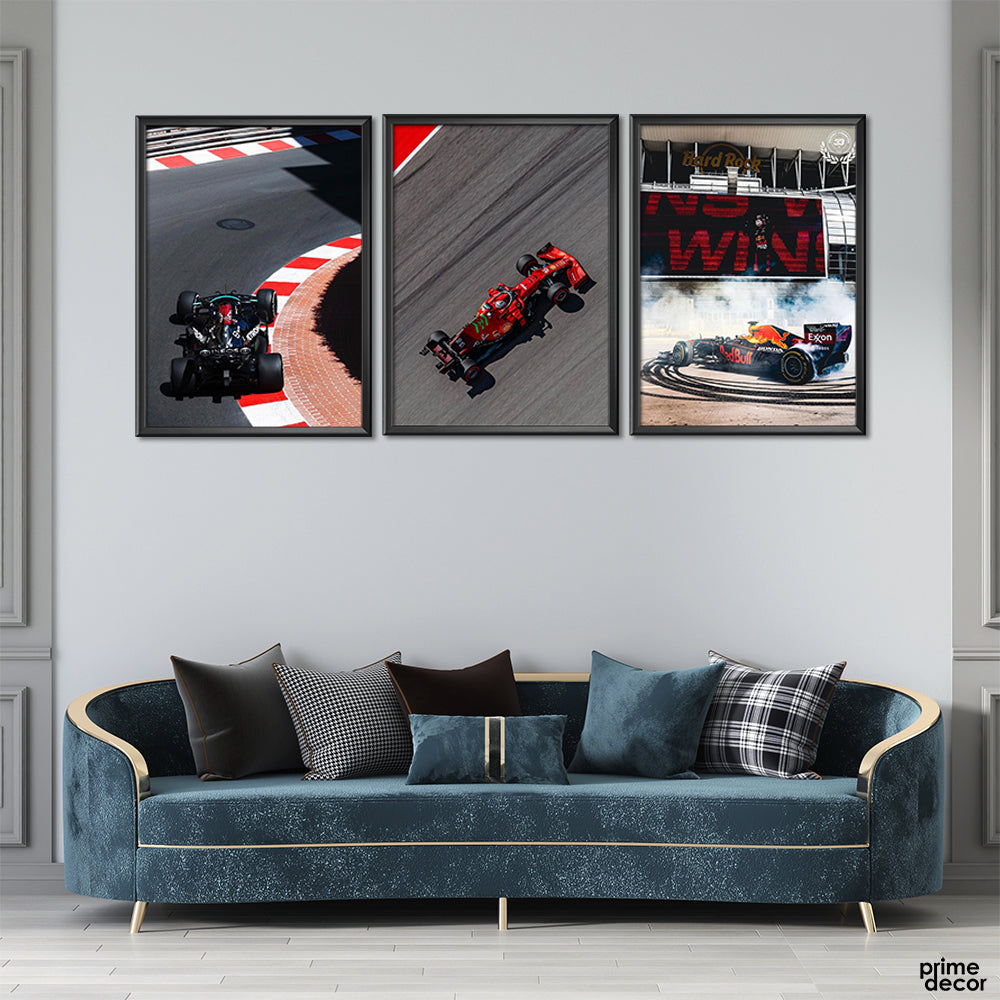 Formula 1 Racing Cars (3 Panel) Cars Wall Art - Prime Décor