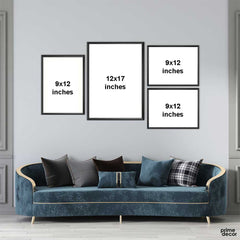 Blue Themed Floral Pattern (4 Panel) Pattern Wall Art - Prime Décor