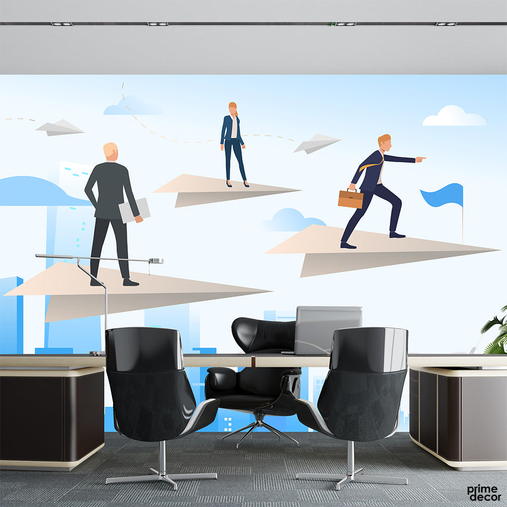 Leading From The Front Paper Planes | Office Wallpaper Mural - Prime Décor