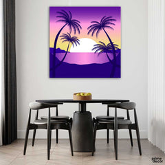 Purple Sunset Beach Minimilist (Single Panel) Square Wall Art - Prime Décor