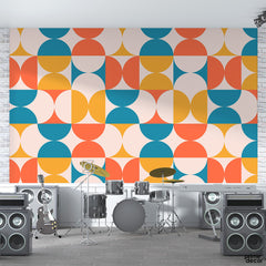Geometric Groovy Pattern | Abstract Wallpaper Mural