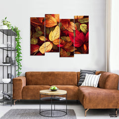 Leaves Autumn Falls (4 Panel) | Nature Wall Art - Prime Décor