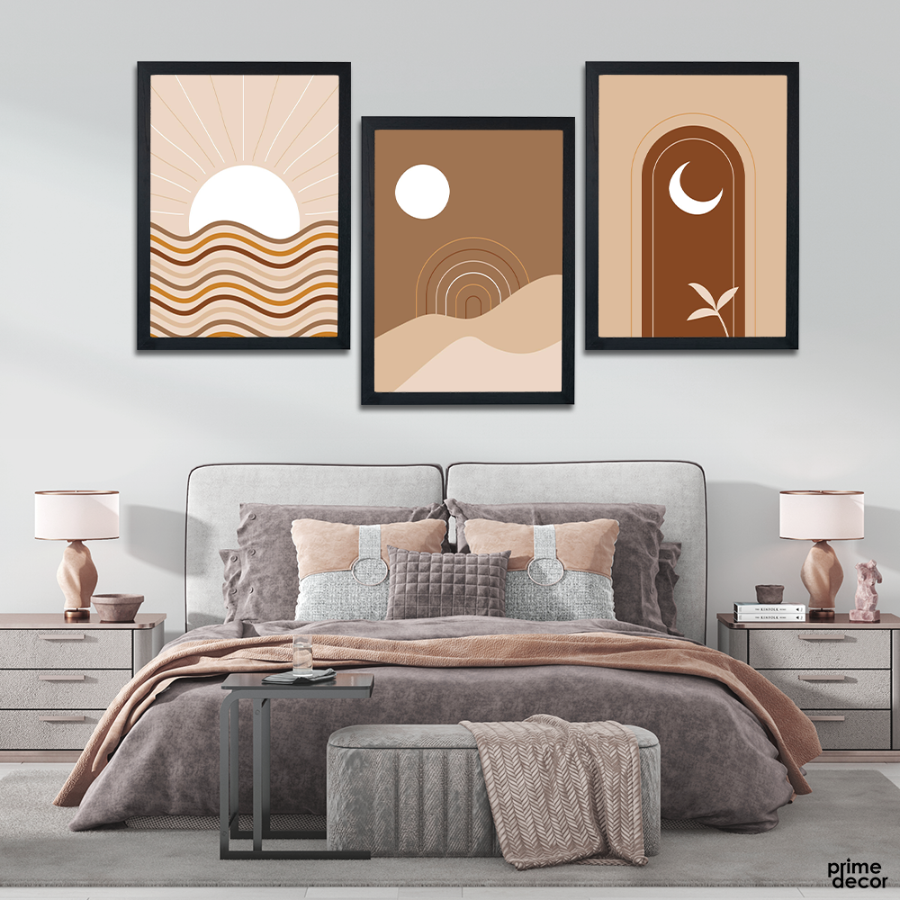 Boho Covers Brown Collection (3 Panel) Nordic Wall Art - Prime Décor