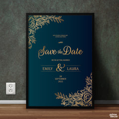 Save The Date Blue & Golden | Wedding Wall Art - Prime Décor