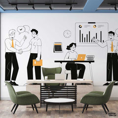 Hand Drawn Business People | Illustration Wallpaper Mural