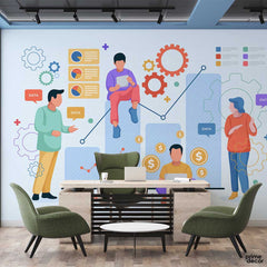 People Analyzing Growth Chart Vol # 2 | Office Wallpaper Mural