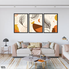 Moon & Leaves (3 Panel) Digital Wall Art - Prime Décor
