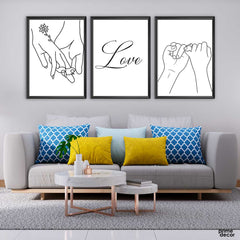 Kiddale Love & Hand (3 Panel) Couple Wall Art - Prime Décor