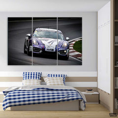 Porsche Blue & White Car (3 Panel) | Car Wall Art - Prime Décor