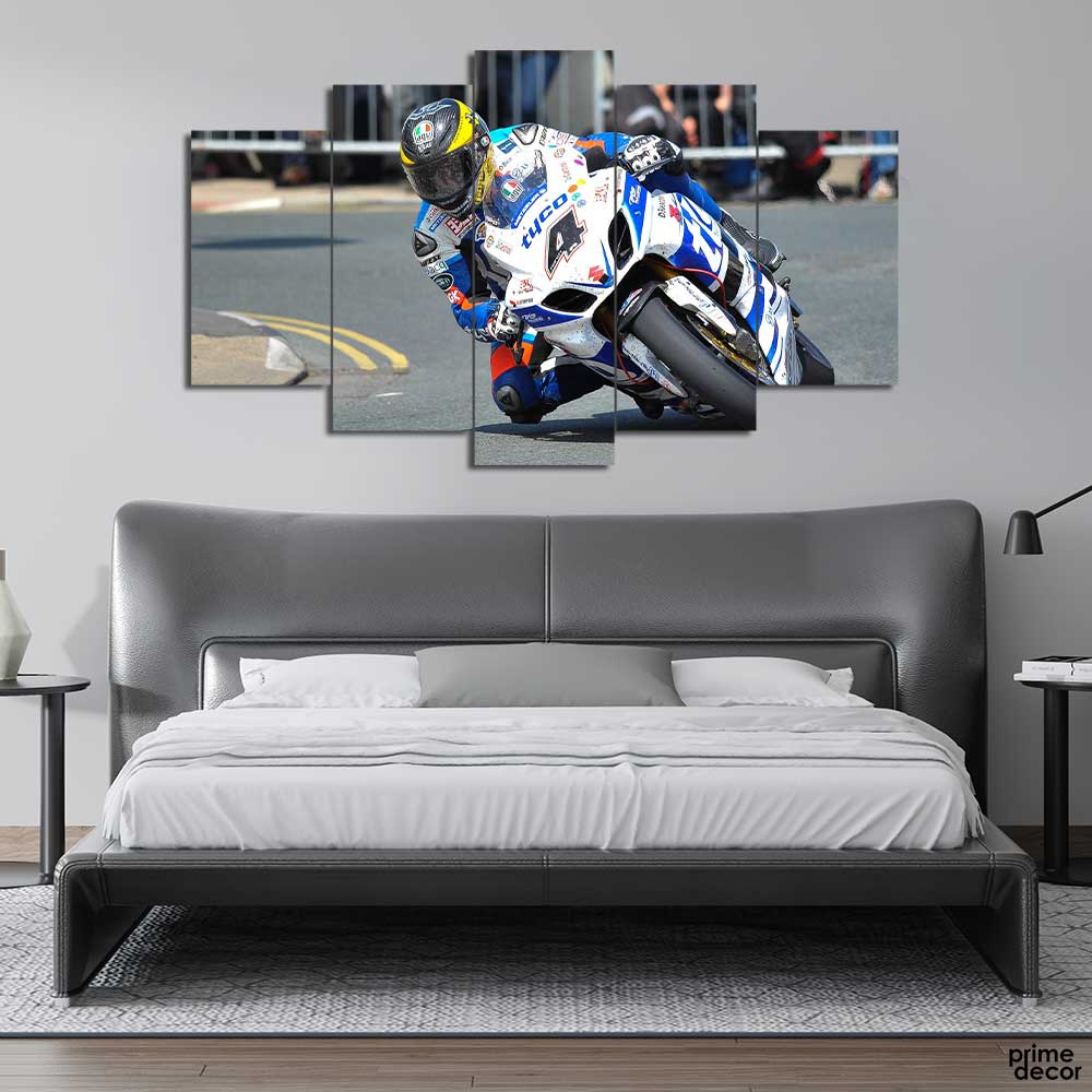 Racing Motorbike (5 Panel) | Sports Wall Art - Prime Décor