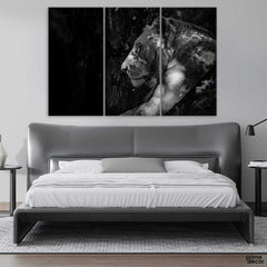 Attitude Lion B & W (3 Panel) Animal Wall Art - Prime Décor