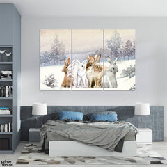 6 Rabbits Watercolors (3 Panel) Animals Wall Art - Prime Décor