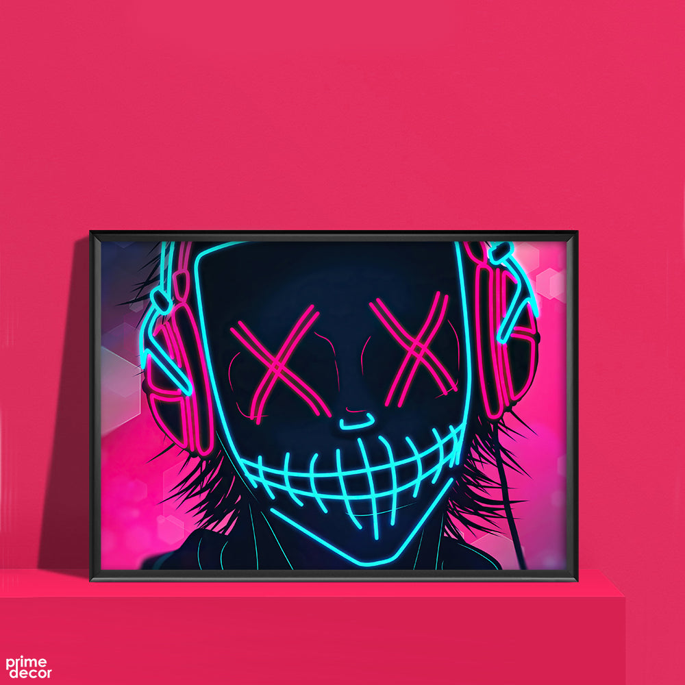Neon Masked Boy | Digital Poster Wall Art - Prime Décor