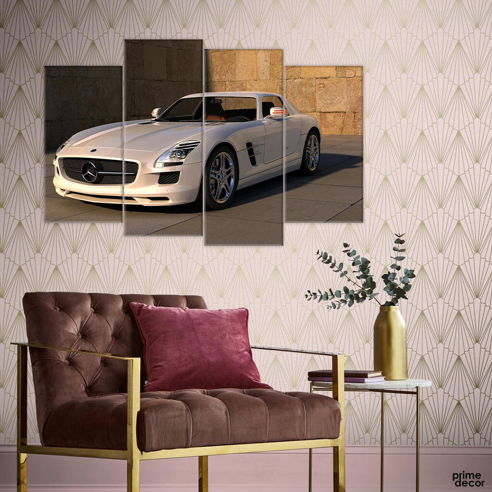 Mercedes Auto Sports Car (4 Panels) Car Wall Art - Prime Décor