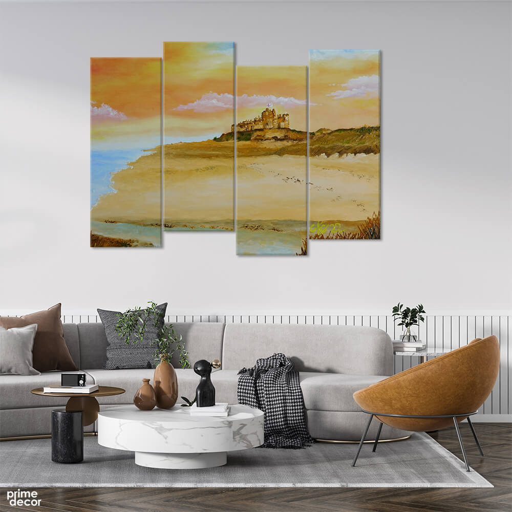 The Sand Castle on the Beach (4 Panel) Landscape Wall Art - Prime Décor