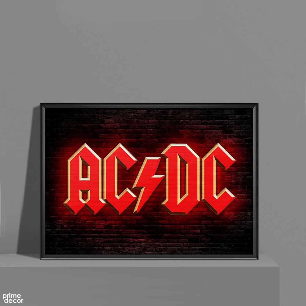AC/DC Rock Neon Sign Design | Music Poster Wall Art - Prime Décor