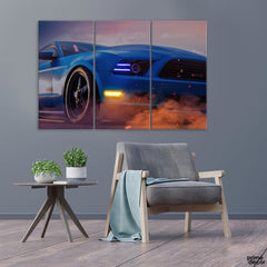 Blue Camaro Car (3 Panel) Car Wall Art - Prime Décor