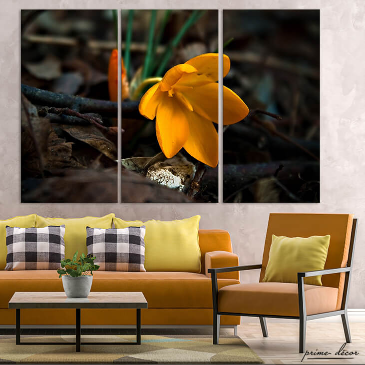 Autumn crocus (3 Panel) Floral Wall Art - Prime Décor