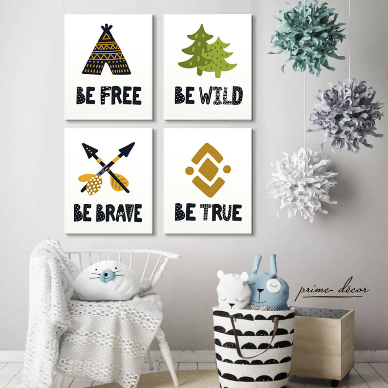 Be Free, Wild, Brave and True Nursery Wall Art - Prime Décor