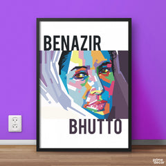 Benazir Bhutto Pop Art Portrait | Figures Poster Wall Art - Prime Décor