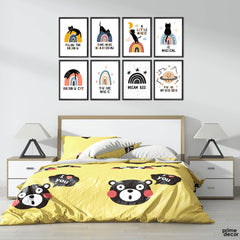 Black Rainbow Cat Cute Art Collection (8 Panel) Kids Wall Art - Prime Décor