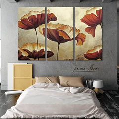 Blossoming Poppy Watercolor (3 Panel) Floral Wall Art - Prime Décor