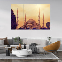 Blue Mosque in the Evening (3 Panel) Architecture Wall Art - Prime Décor