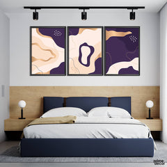 Blue & Gold Luxury Foils (3 Panel) Digital Wall Art - Prime Décor
