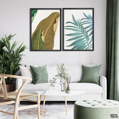 Brown Tropical Leaves (2 Panel) Floral Wall Art - Prime Décor
