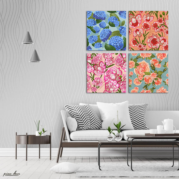Bunch of Flowers Colorful (4 Panel) Floral Wall Art - Prime Décor