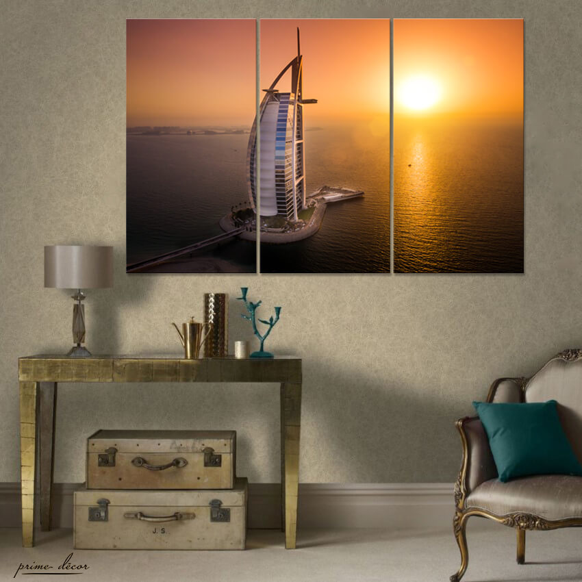 Burj Dubai Sunset (3 Panel) Travel Wall Art - Prime Décor