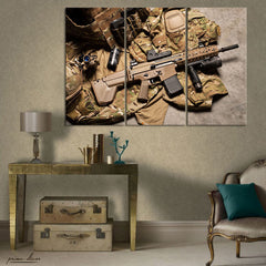 Camouflage Military Gear (3 Panel) Gun Wall Art On Sale - Prime Décor