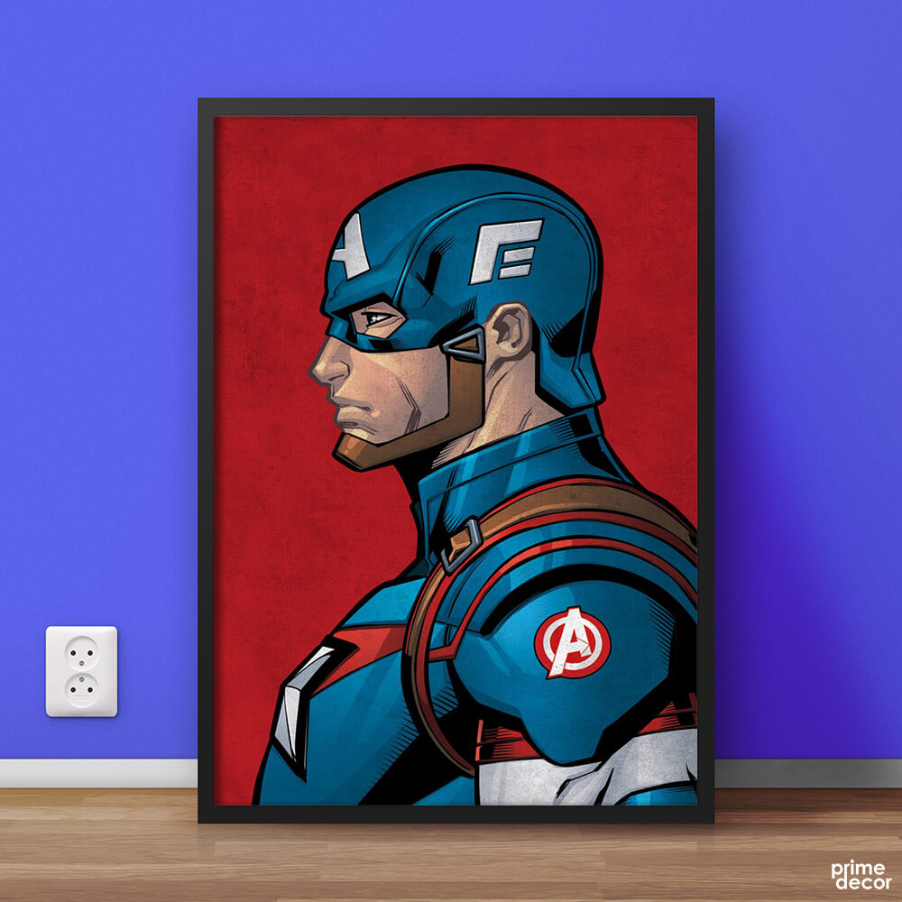 Captain America Sideview Marvel Avengers | Movie Poster Wall Art - Prime Décor