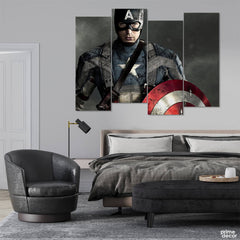 Captain America Standing in Action (4 Panel) Movies Wall Art - Prime Décor