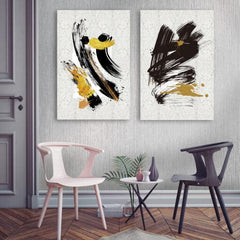 Chinese Style Abstract Ink Pattern (2 Panel) Wall Art - Prime Décor
