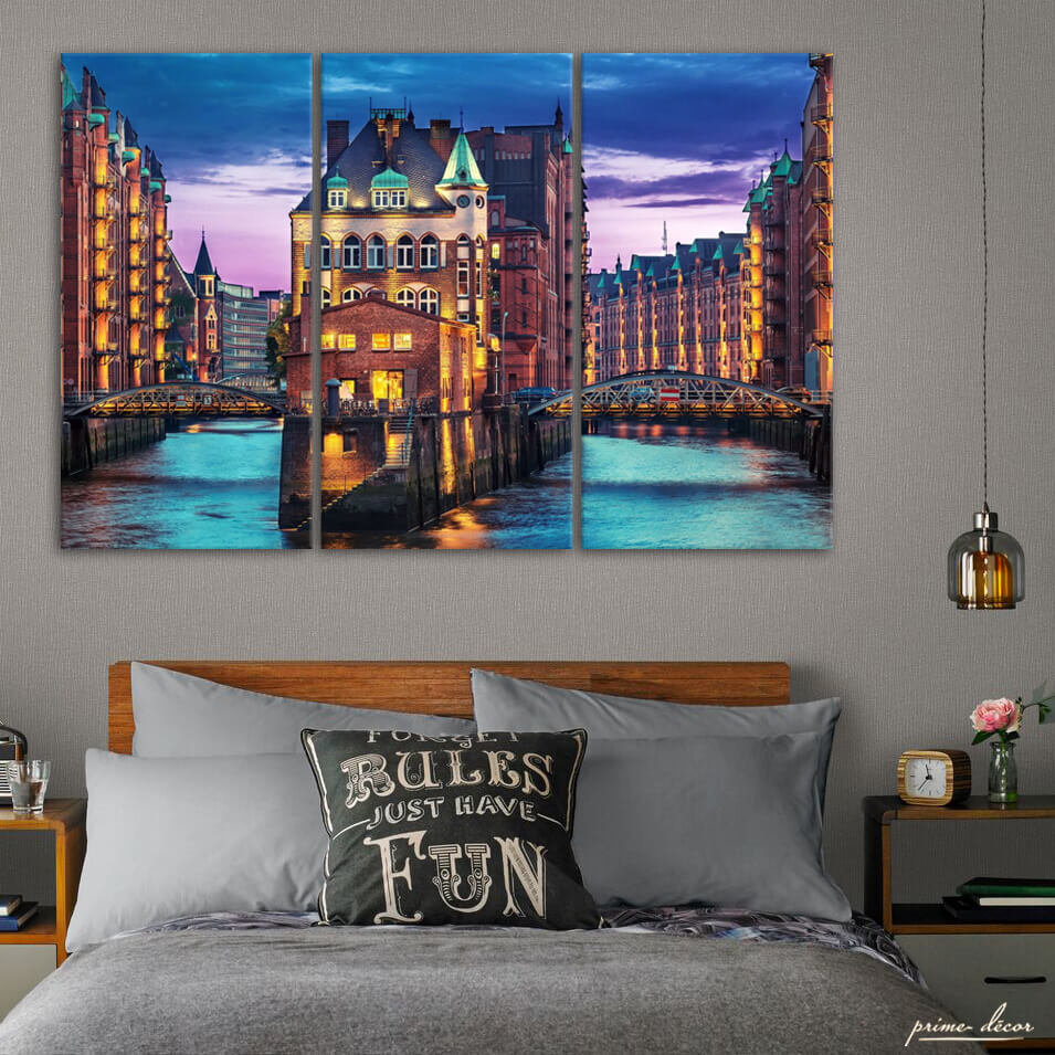 City Of Hamburg (3 Panel) Travel Wall Art - Prime Décor