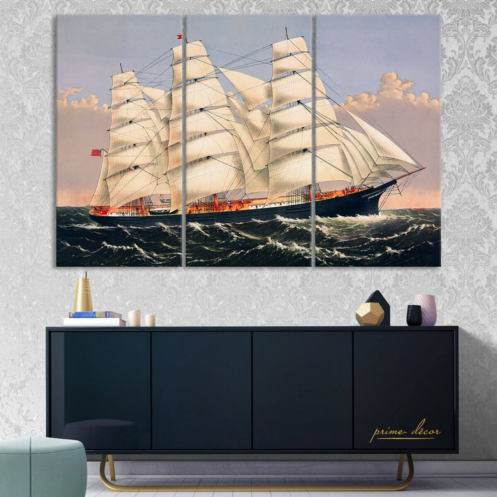 Clipper Ship Three Brother (3 Panel) Wall Art - Prime Décor