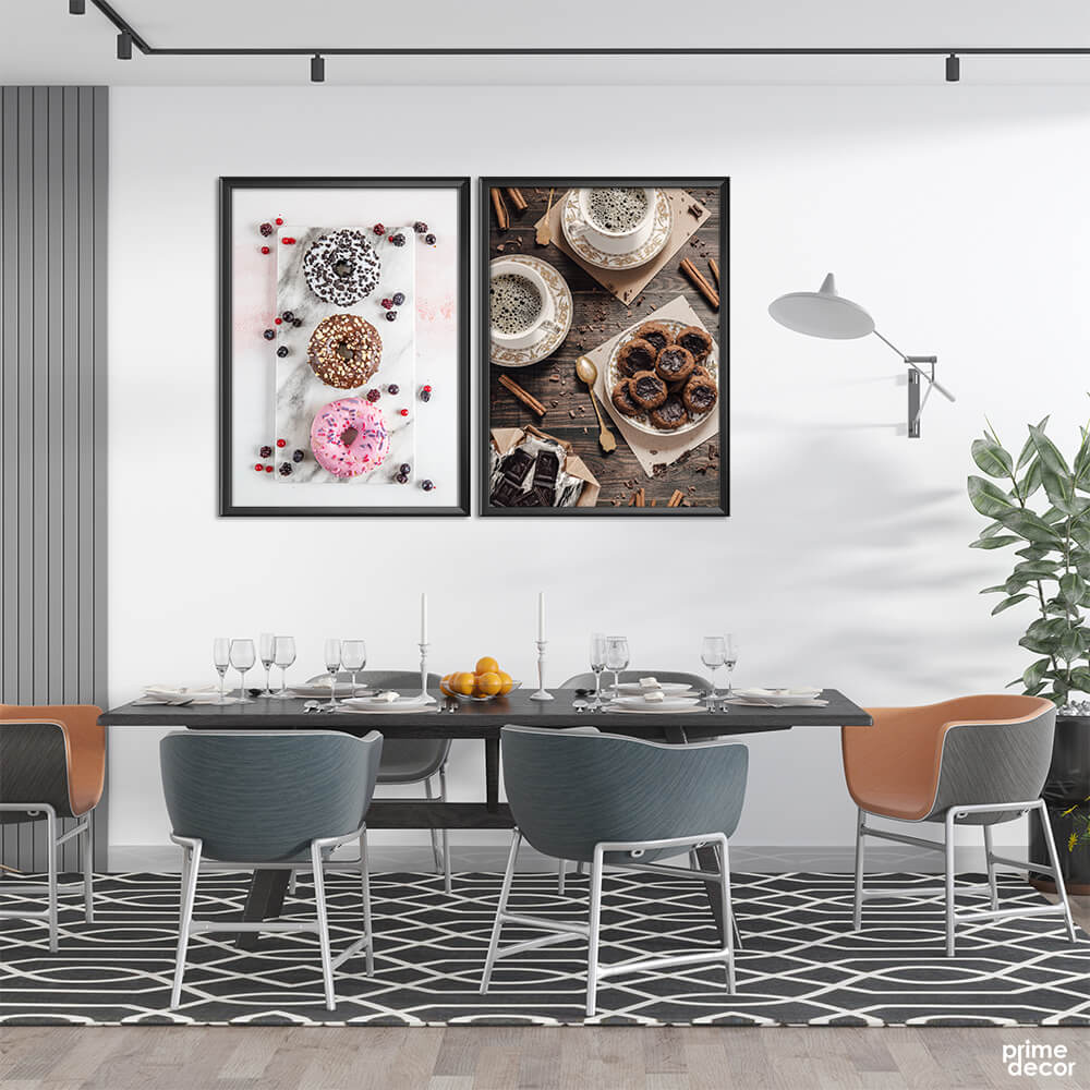 Coffee Cups & Donuts (2 Panel) Food Wall Art - Prime Décor