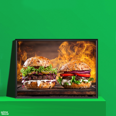 Hamburger Flames | Food Poster Wall Art - Prime Décor