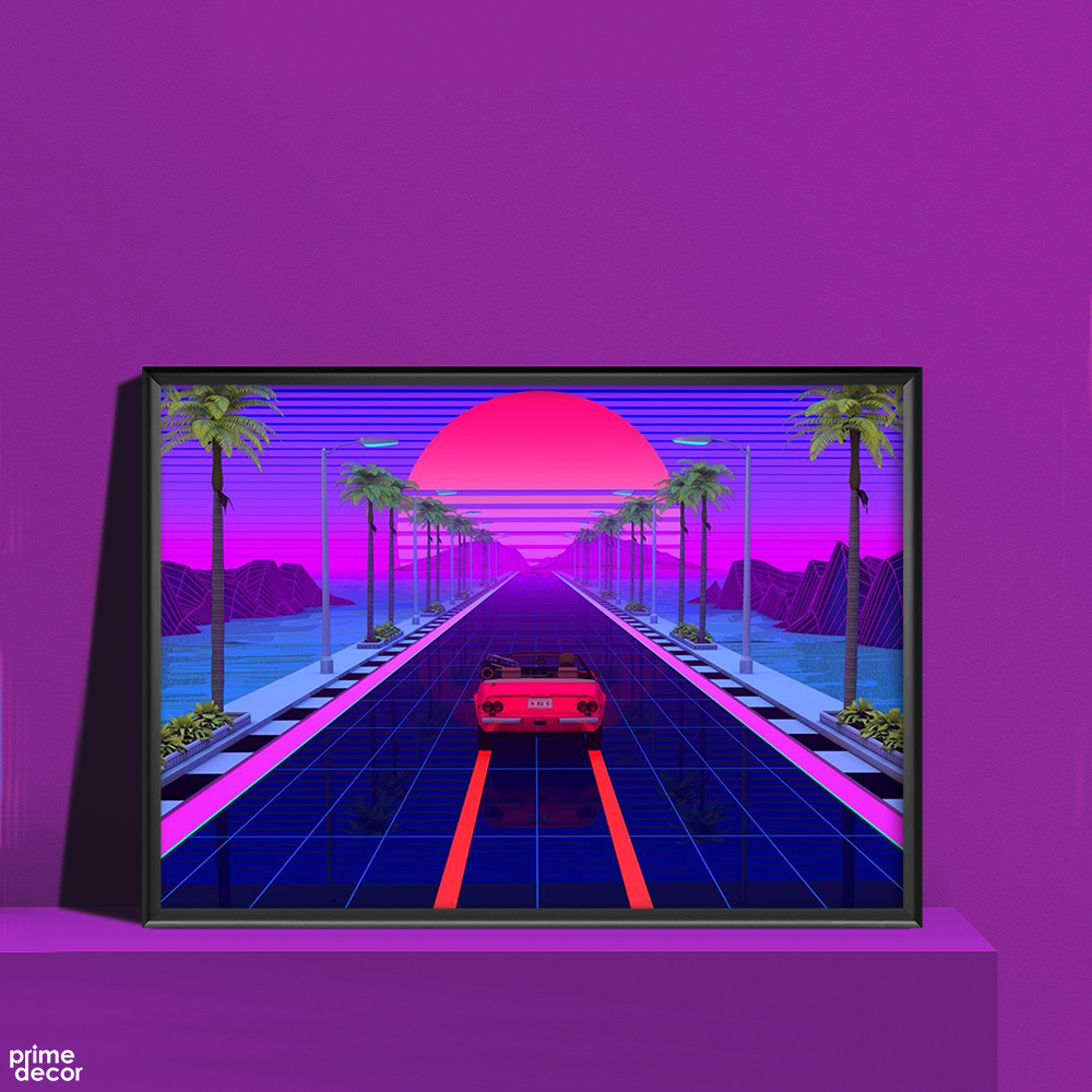 Palm Trees Lights | Car Poster Wall Art - Prime Décor