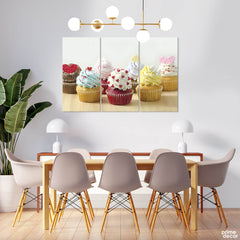 Colorful Cream Cupcakes (3 Panel) Food Wall Art - Prime Décor