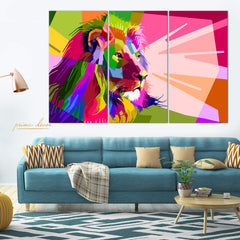Colorful Lion Art (3 Panel) Wall Art - Prime Décor