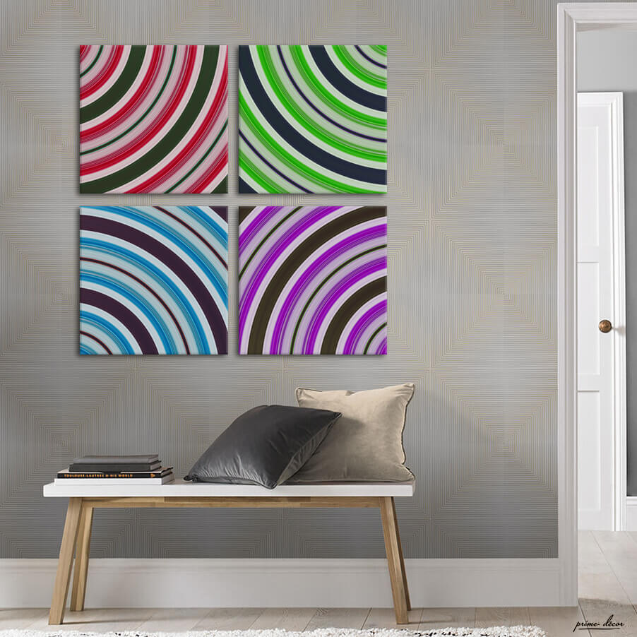 Colorful Swirls (4 Panel) Abstract Wall Art - Prime Décor