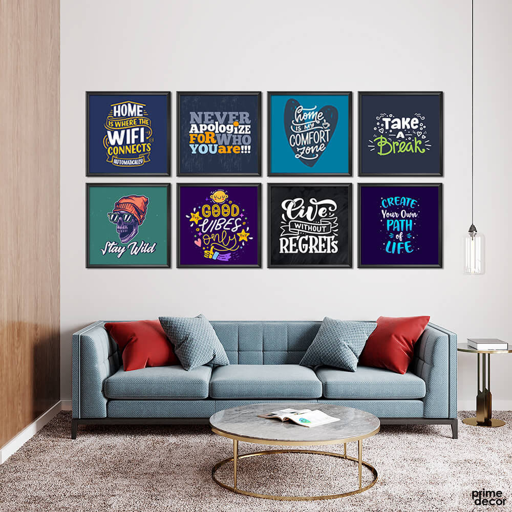 Cool Enjoyment Typography Mix (8 Panel) Home Wall Art - Prime Décor