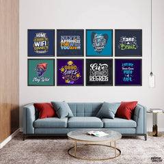 Cool Enjoyment Typography Mix (8 Panel) Home Wall Art - Prime Décor