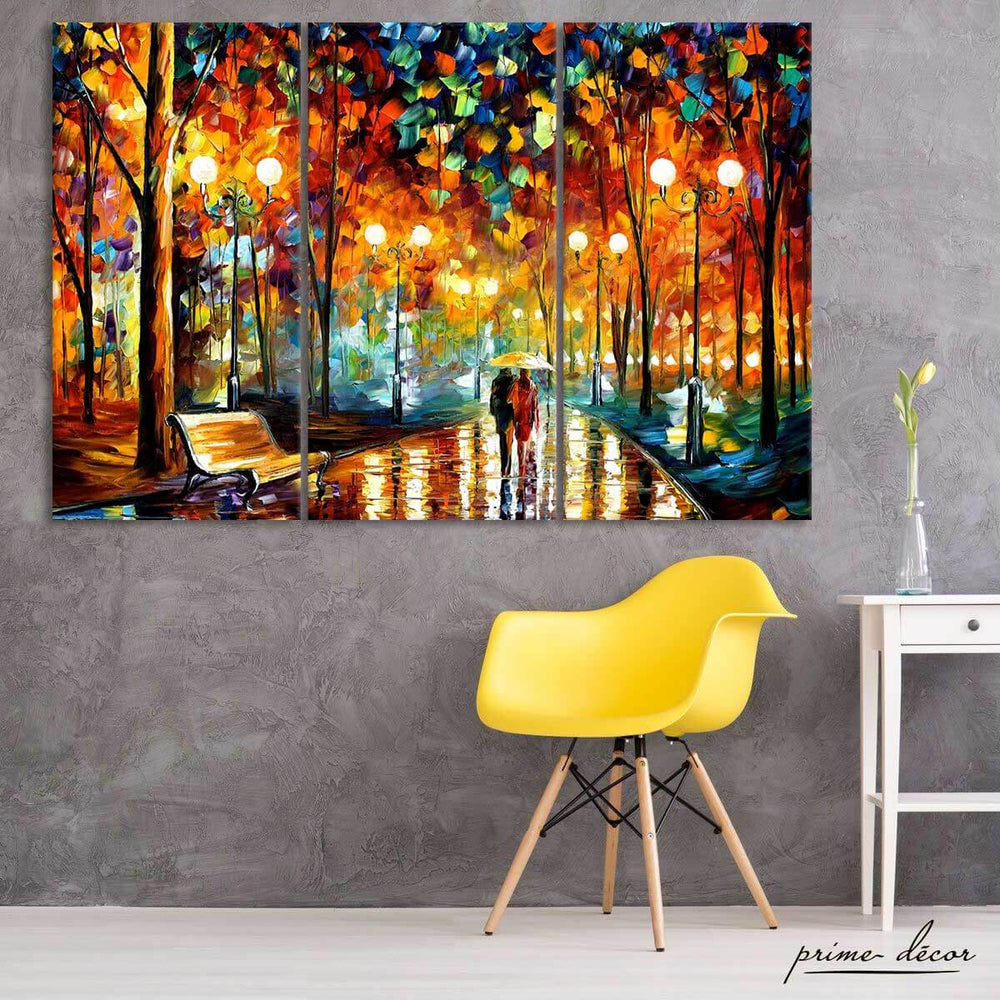 Couple Walk In Rain (3 Panel) Wall Art On Sale - Prime Décor