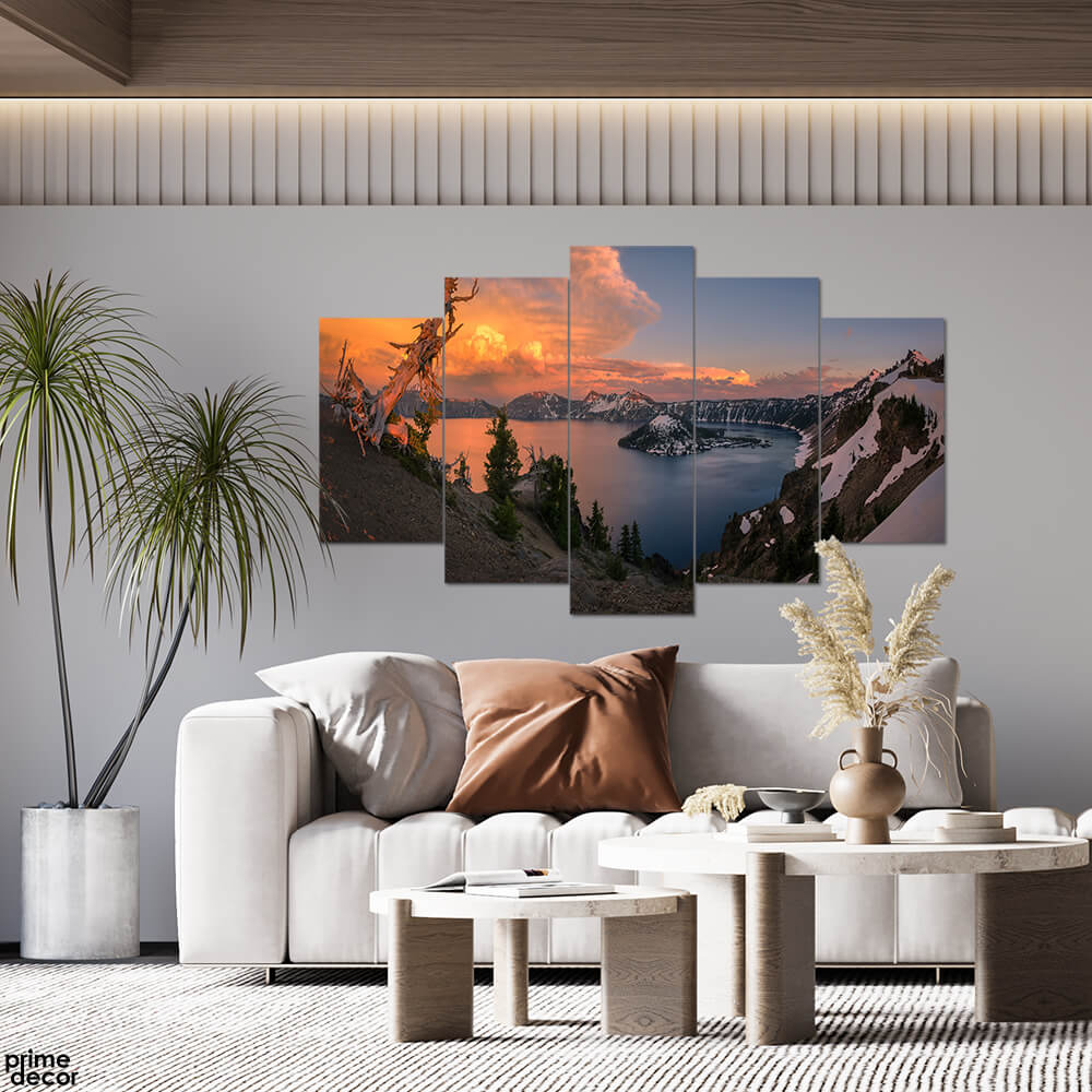 Crater Lake Oregon (5 Panel) Landscape Wall Art - Prime Décor
