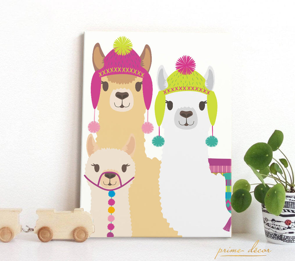 Cute Lama Family Nursery Wall Art - Prime Décor
